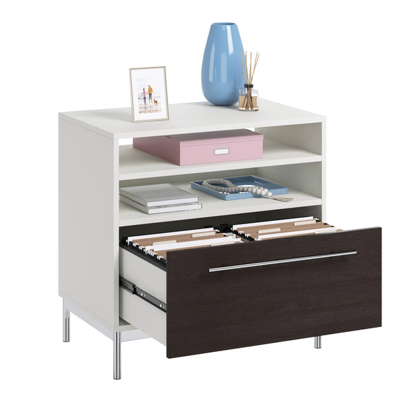 English Elm Lateral File Cabinet – Modern White Finish With Full-Extension Drawers, Perfect For Small Spaces! B356P354428