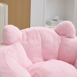 English Elm Cat-shaped Bean Bag Sofa with Sculptural Tail Armrest for Playful Living Spaces Pink W2311P457294
