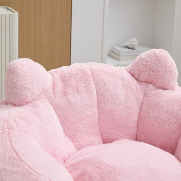 English Elm Cat-shaped Bean Bag Sofa with Sculptural Tail Armrest for Playful Living Spaces Pink W2311P457294