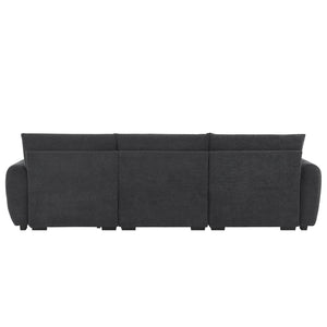 English Elm [video] Boucle L-shape Modular Sectional with Ottoman Four Seat Living Room Sofa N723S0008B