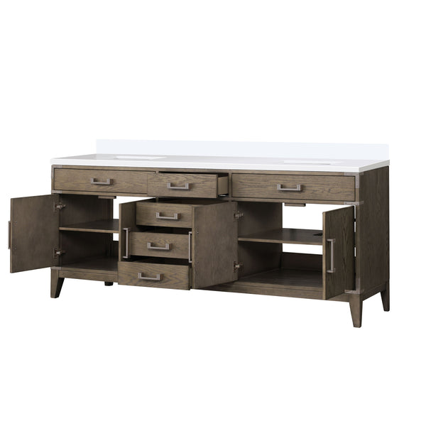 English Elm Grey Oak Double Bath Vanity 80" W X 22" D With Durable Cultured Marble Top & Ample Storage Space B2731P259932