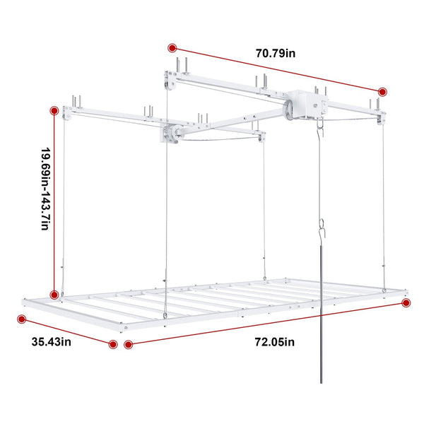 English Elm Overhead Garage Storage Rack with Crank Lift 270lb Steel Platform for High Ceilings W2700P346224