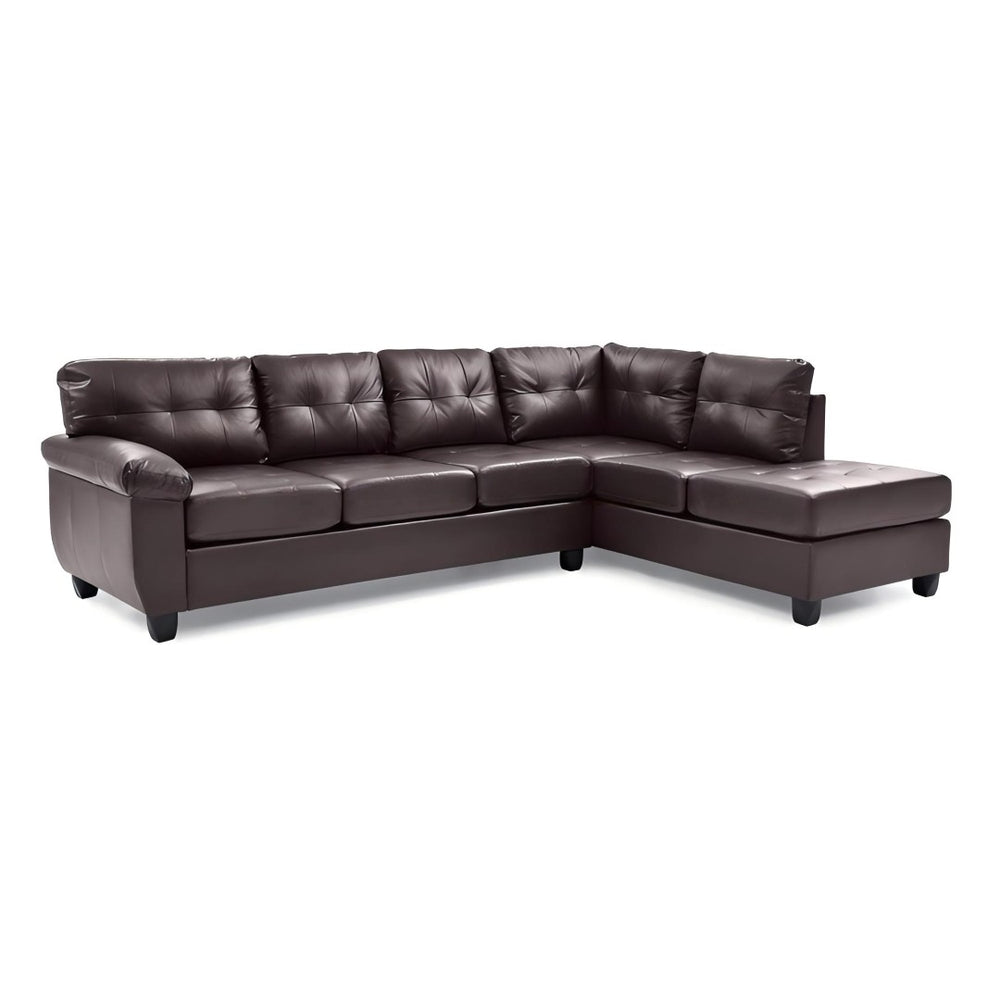 English Elm Gallant Upholstered Sectional Sofa with Reversible Chaise and Removable Backs Cappuccino B078S00119