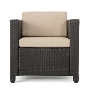 English Elm Christopher Knight Home® - CLUB Chair MP4 Brown-Beige Rattan Outdoor Club Chair with Metal Frame, Removable Cushions, Weather-Resistant 52979.00DBRNMP4