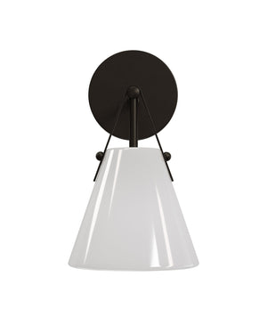 Currey & Company Bronwen Equestrian-inspired Brass Bath Wall Sconce With Dimmable Soft Glow And Modern Farmhouse Charm Black Glass ,Metal 5800-0074-currey-company