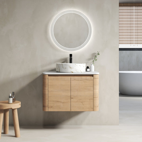 English Elm 30'' Wall-Mounted Bathroom Vanity With Ceramic Sink, Soft-Close Doors & Stylish Space-Saving Design W999S00389