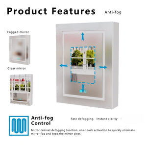 English Elm Led Aluminum Medicine Cabinet with Anti-fog Mirror White Light and Wall Mount Storage W3083P373515