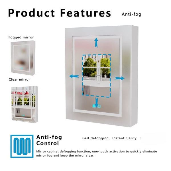 English Elm Led Aluminum Medicine Cabinet with Anti-fog Mirror White Light and Wall Mount Storage W3083P373515