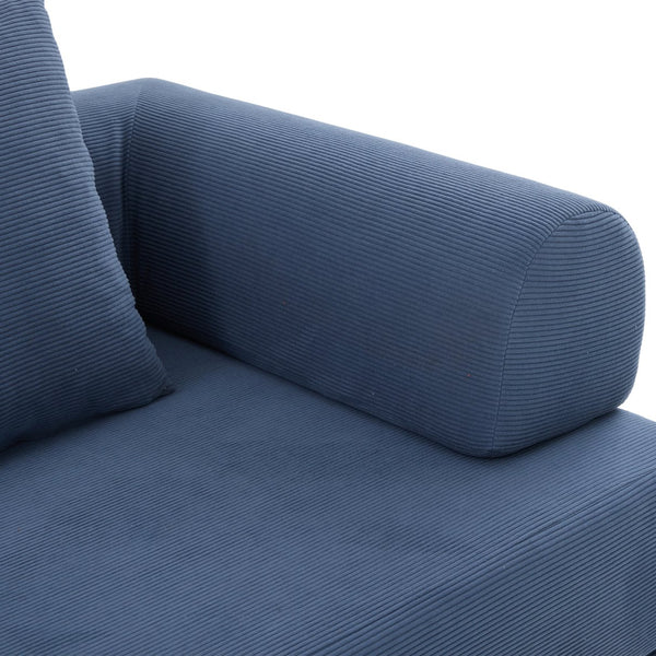 English Elm UNITED modular foldable sofa with metal frame, corduroy upholstery, side pocket & quick assembly convenience Navy W1568P375644