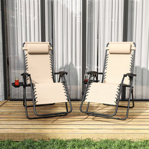 English Elm Zero Gravity Reclining Lounge Chair Breathable Mesh Portable Folding Patio Beach Seat Khaki W3979P392944