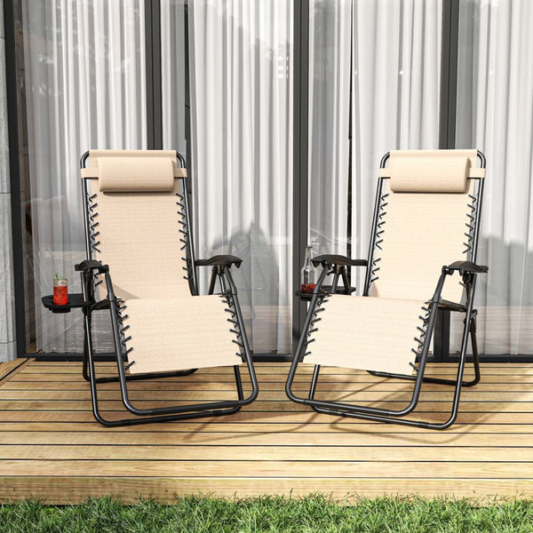 English Elm Zero Gravity Reclining Lounge Chair Breathable Mesh Portable Folding Patio Beach Seat Khaki W3979P392944