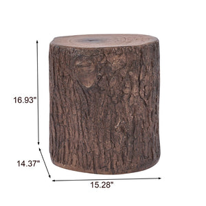English Elm Tree Stump Mgo Accent Table Realistic Bark Texture Indoor Outdoor Rustic Side N776P372341W