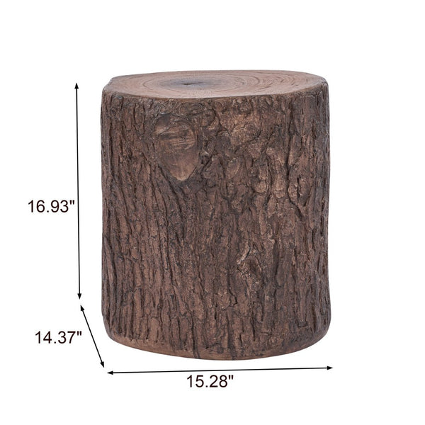 English Elm Tree Stump Mgo Accent Table Realistic Bark Texture Indoor Outdoor Rustic Side N776P372341W