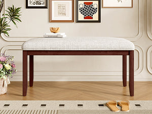 English Elm Upholstered Bench with Padded Seat and Solid Wood Legs, 39.75" Contemporary Entryway and Bedroom Accent Piece Cherry N752P271804C