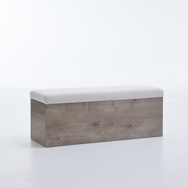 English Elm Shelton Upholstered Flip Top Storage Bench with Textured Ivory Chenille, Light Oak Base, Cozy Seating & Hidden Storage B083P321433
