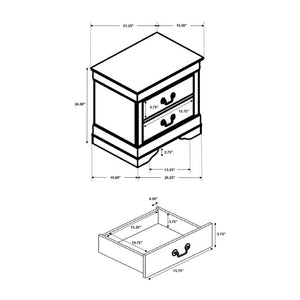 English Elm MDF Nightstand with 2 Drawers — Classic Wood Veneer Nightstand with Metallic Hardware and Tapered Legs Cappuccino B016P254522