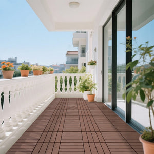English Elm Plastic Snap Together Patio Deck Tiles Waterproof Polypropylene 44 Sq Ft Pool Area W3022P251839
