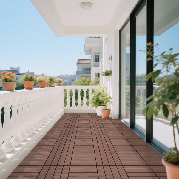 English Elm Plastic Snap Together Patio Deck Tiles Waterproof Polypropylene 44 Sq Ft Pool Area W3022P251839