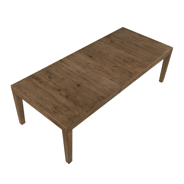 English Elm Brown French Oak Veneer 9 Piece Dining Set Extendable Table with Upholstered Seating B011S02335