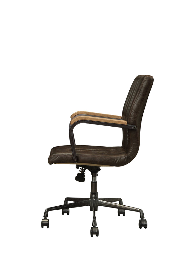 English Elm Distress Chocolate Swivel Office Chair - Ergonomic High-Back Design With Pneumatic Lift & Comfort B062P215475