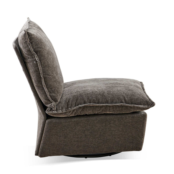 English Elm Detachable Chenille Swivel Rocking Chair with Ergonomic Curved Back, Metal Legs, Plush Comfort Dark Gray W1164P190848