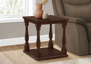 English Elm Accent Square Two-Tier Table with Grooved Top and Turned Legs, Compact Nightstand with Shelf, Brown Veneer Espresso 30 L x 30 W x 9 H B2710P219479