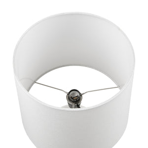 English Elm 2-Tone Ceramic Table Lamp Set of 2 with Elegant Silvery Accents, Modern White Ceramic Bases, 21.5"H White+Silver 19.1 L x 15.35 W x 15.35 H B035P264515