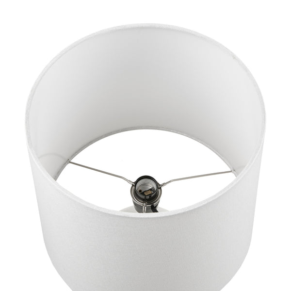 English Elm 2-Tone Ceramic Table Lamp Set of 2 with Elegant Silvery Accents, Modern White Ceramic Bases, 21.5"H White+Silver 19.1 L x 15.35 W x 15.35 H B035P264515