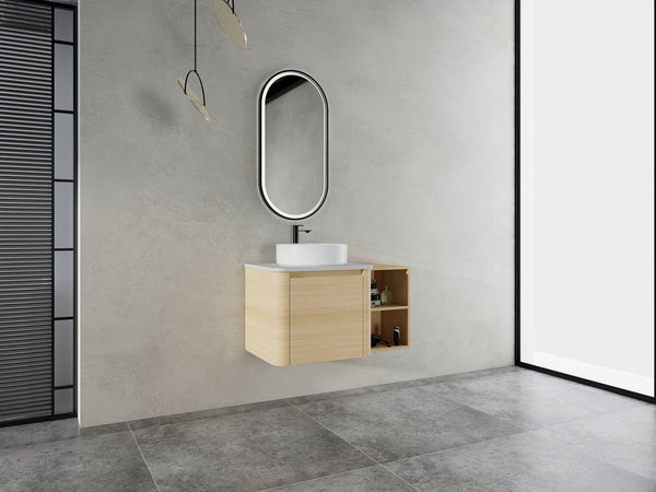 English Elm 36'' Wall-Mounted Bathroom Vanity With Stylish Ceramic Sink, Soft-Close Door, And Smart Storage Solutions W999S00467
