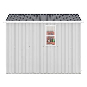 English Elm Campcraft 8x6 Outdoor Metal Storage Shed with Lockable Doors and Ventilation for Backyard White W1598S00045