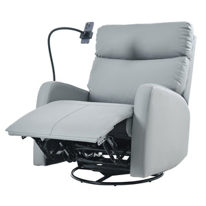 English Elm Swivel 360° Rocker Recliner Chair with Glider, 95-160° Manual Recline, 30° Rocking, Nursery Seat (Blue-Gray) W1028P251470