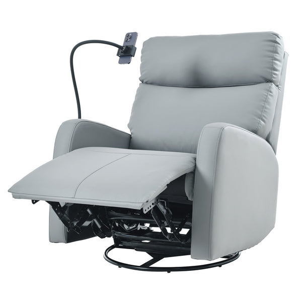 English Elm Swivel 360° Rocker Recliner Chair with Glider, 95-160° Manual Recline, 30° Rocking, Nursery Seat (Blue-Gray) W1028P251470