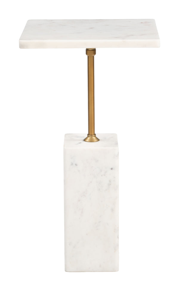 Zuo Modern Naht Side Table White - Modern Marble & Iron Design For Stylish Living Room Or Bedroom Decor White Natural Marble,Iron 110672-zuo-modern