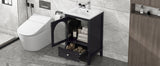 English Elm 20" Bathroom Vanity With Sink, Bathroom Cabinet With Soft Closing Glass Door, A Drawer, Black