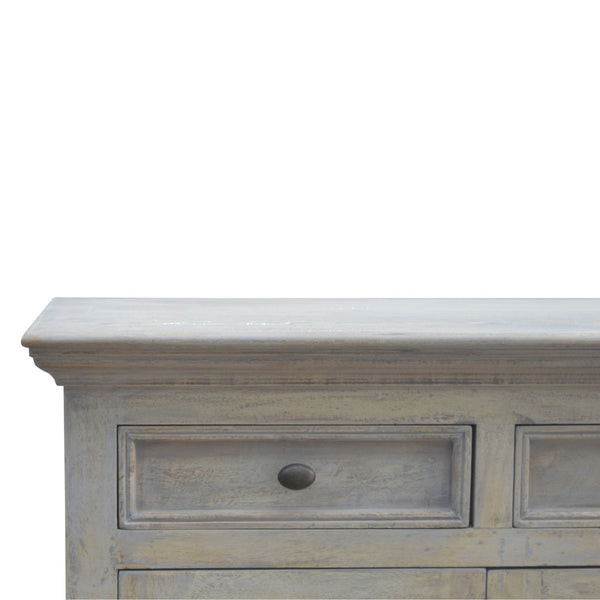 English Elm Solid Mango Wood Sideboard With Stone Acid Wash Finish - Rustic Charm & Ample Storage Solution B182P279310-GIGA