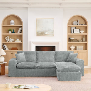 English Elm 107'' Boucle L-shaped Sectional with Reversible Chaise Deep Foam Seat Living Room Grey W1413S00165