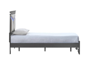 English Elm Lorana Plush Teddy Upholstered Twin Bed with Built-in Led Headboard for Kids Rooms Gray B078S00663
