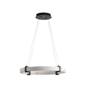 English Elm Modern Marble Resin Ring Pendant Warm Led Glow for Dining Rooms and Kitchen Islands W2312P415972