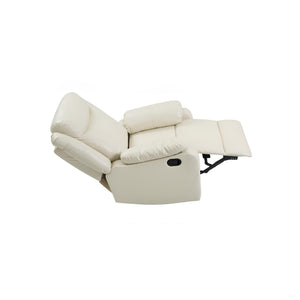 English Elm Glory PU Reclining Loveseat with Channel Tufted Back for Lumbar Support and Compact Spaces Comfort Off White 26 L x 33 W x 30 H B078108418