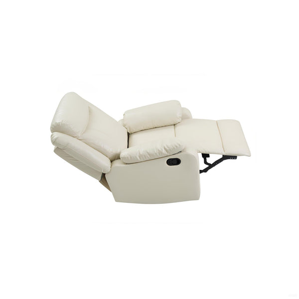 English Elm Glory PU Reclining Loveseat with Channel Tufted Back for Lumbar Support and Compact Spaces Comfort Off White 26 L x 33 W x 30 H B078108418