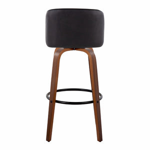 English Elm Toriano 30" Mid-Century Modern Barstool Set Of 2 With Swivel And Walnut Wood For Stylish Comfort B202S00696-GIGA