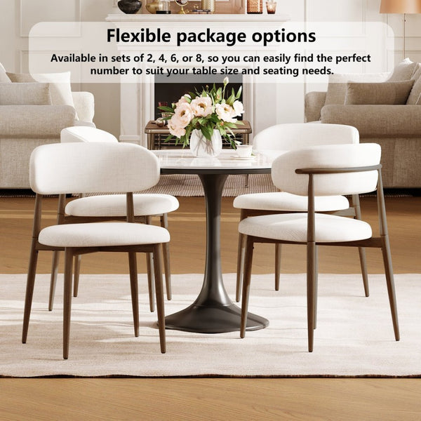 English Elm Dining Chairs Set of 4 Upholstered Farmhouse Metal Frame with Padded Seats W3916S00001