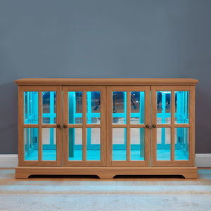 English Elm Led Antique Display Cabinet With Adjustable Shelves, 4 Glass Doors & Smart Led Lighting For Collectibles W2275P231689