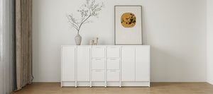 English Elm 72" Modular Freestanding Cabinet Glossy White Plywood Soft Close Bathroom Storage W999S00522