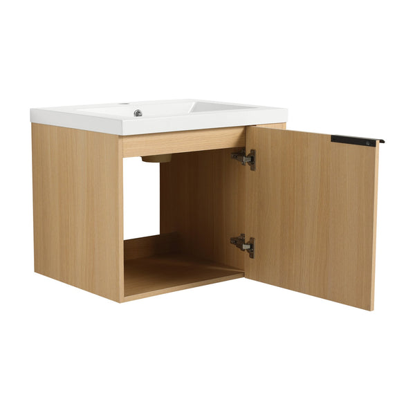 English Elm 24" Bathroom Vanity Sink Combo - Modern Oak Cabinet Set With Ample Storage & Soft-Close Doors W1972P204941