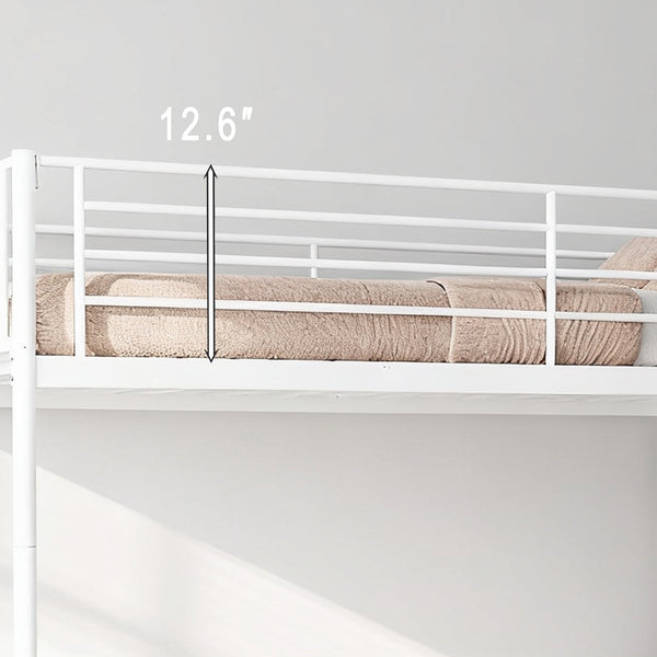 English Elm Bunk Bed - Twin Over Twin Metal Bunk With High Guardrail, Easy Convertibility & Noise-Free Design W3752P378625