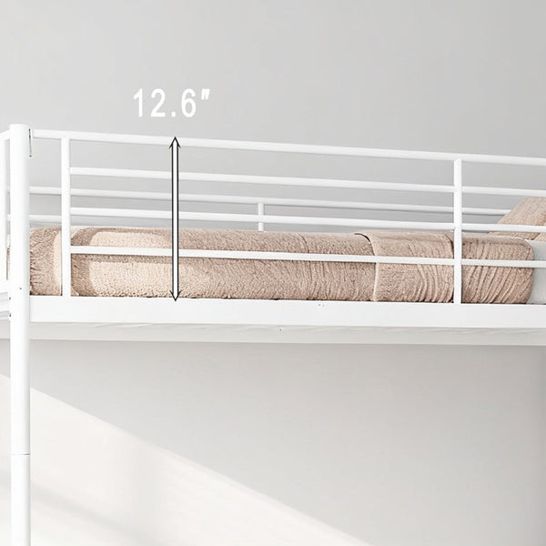 English Elm Bunk Bed Twin Over Iron Frame Full Guardrail Ladder No Box Spring Needed W3752P449020