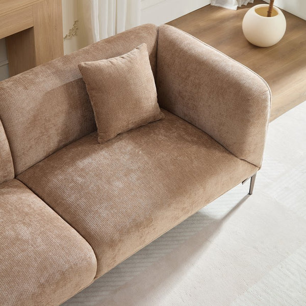 English Elm Modern 3-Seater Sofa with High-Density Foam Support, Durable Fabric, Ergonomic Comfort for Living Spaces Camel+Brown W2085S00088