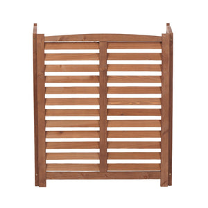 English Elm 3-panel Slatted Wood Outdoor Privacy Screen for Ac Units Trash Enclosures Gardens Brown W2640P272036