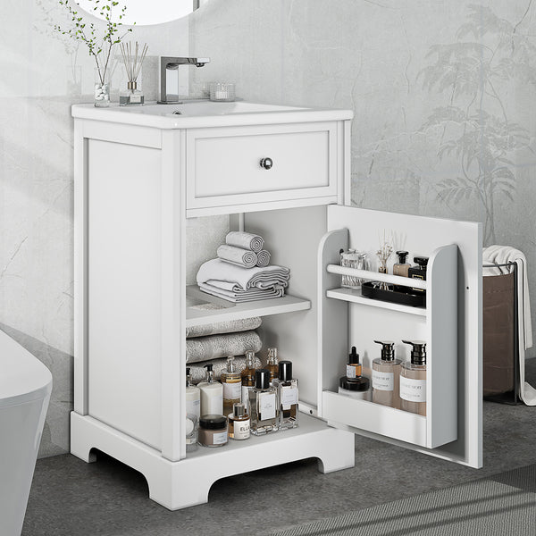 English Elm 20" Modern Bathroom Vanity With Sink, Soft-Close Door, Adjustable Shelves & Stylish Storage Rack N725P351848K